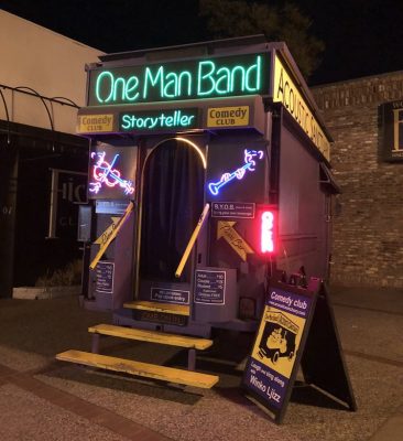 The Acoustic Sanctuary van, open at the back