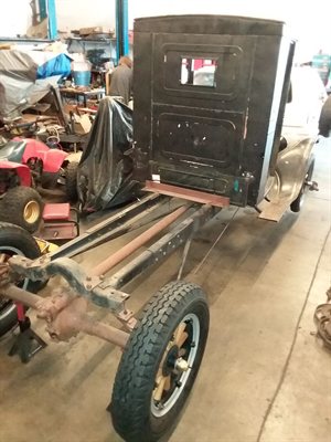 1926 Model TT truck, rear, flatbed frame and wheels
